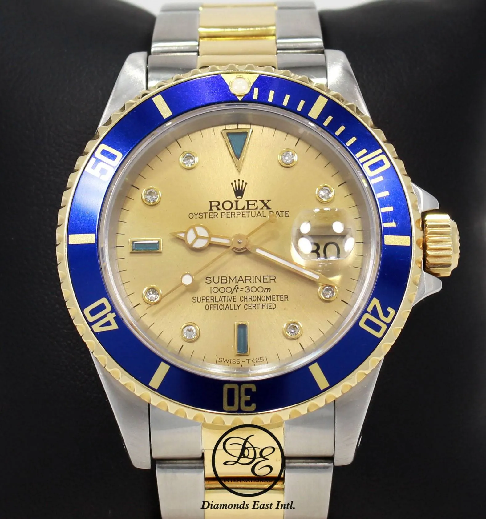 Rolex Submariner 16613 18k Yellow Gold/SS Blue Sapphires & Diamonds Dial
