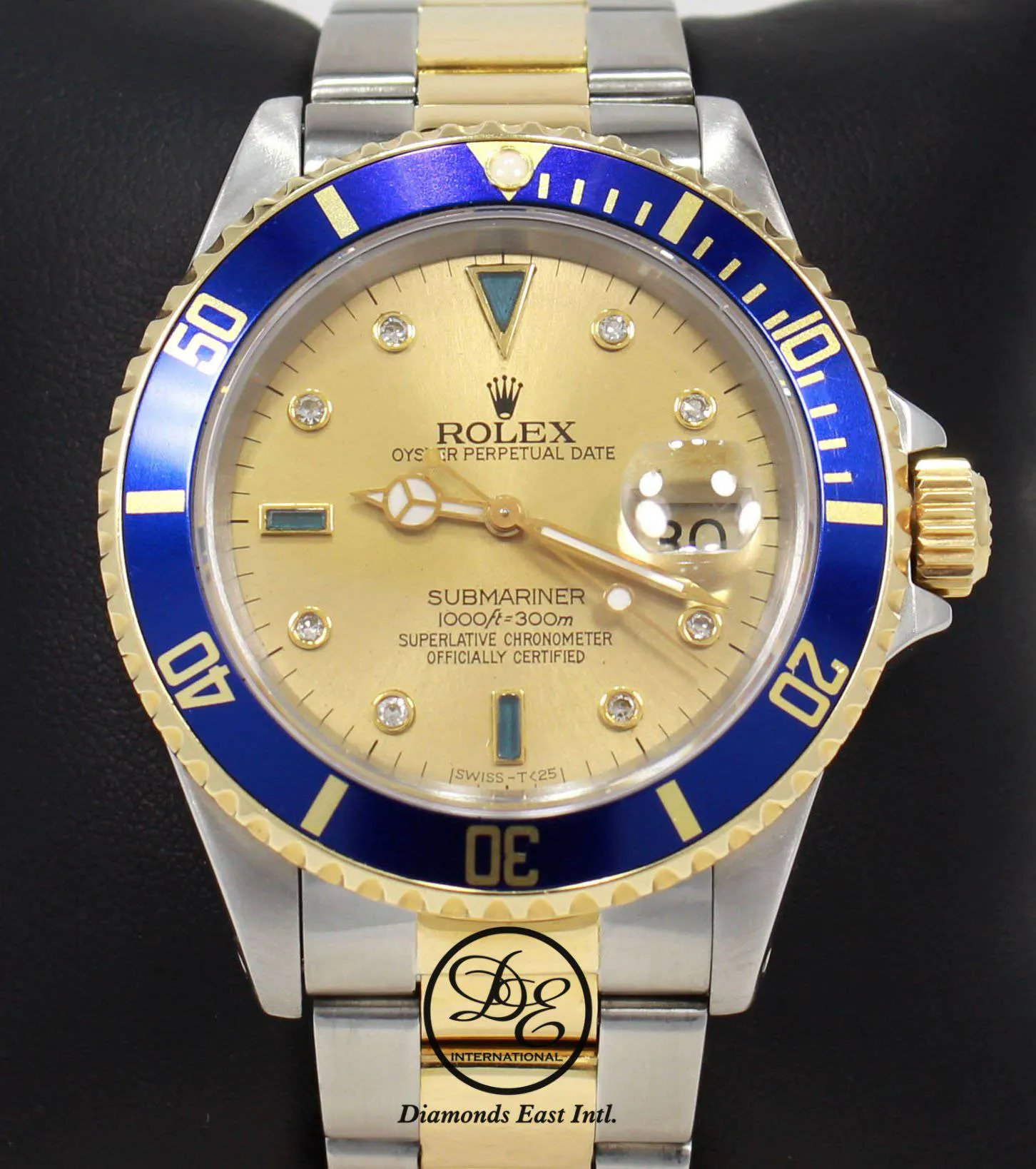 Rolex Submariner 16613 18k Yellow Gold/SS Blue Sapphires & Diamonds Dial