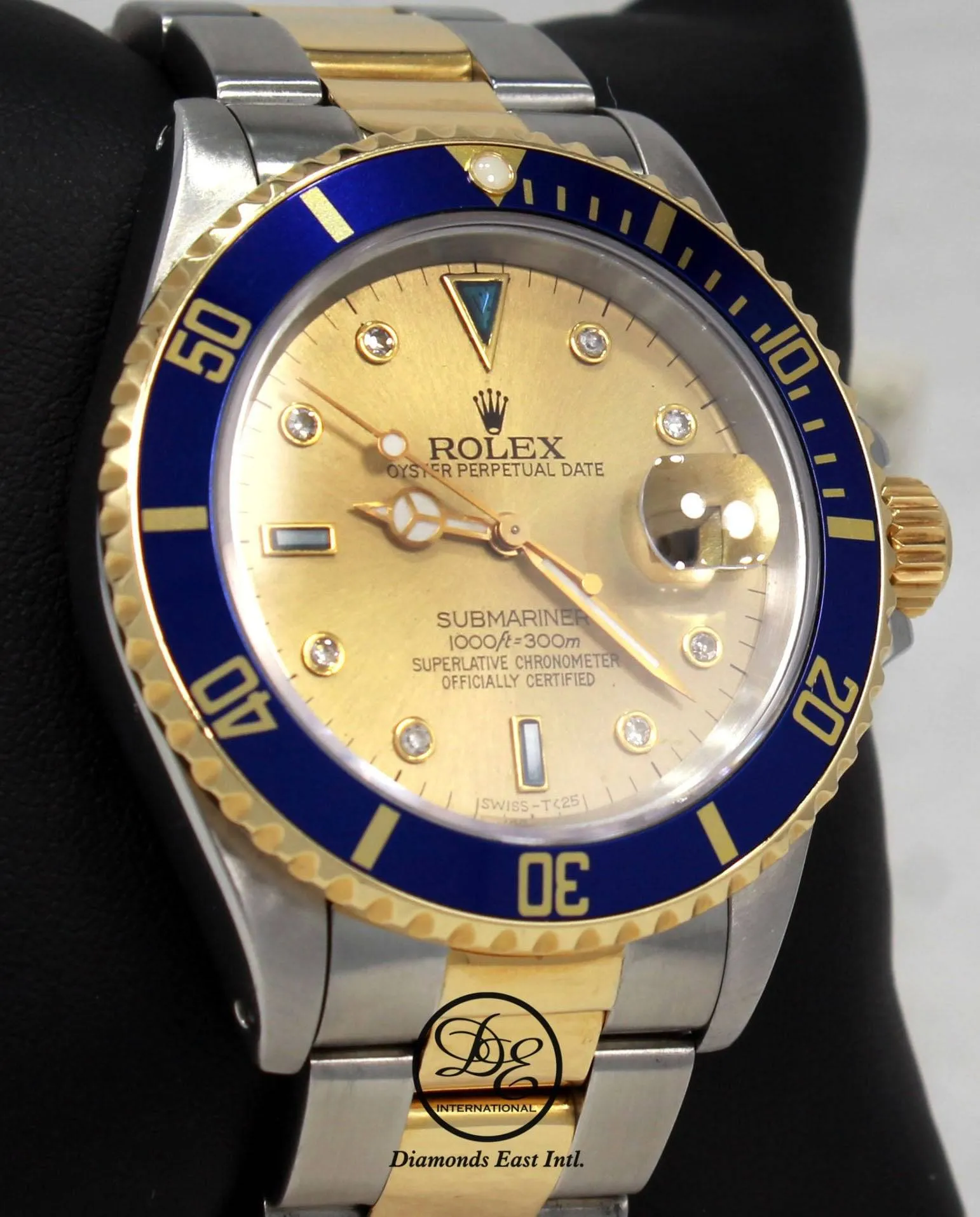 Rolex Submariner 16613 18k Yellow Gold/SS Blue Sapphires & Diamonds Dial