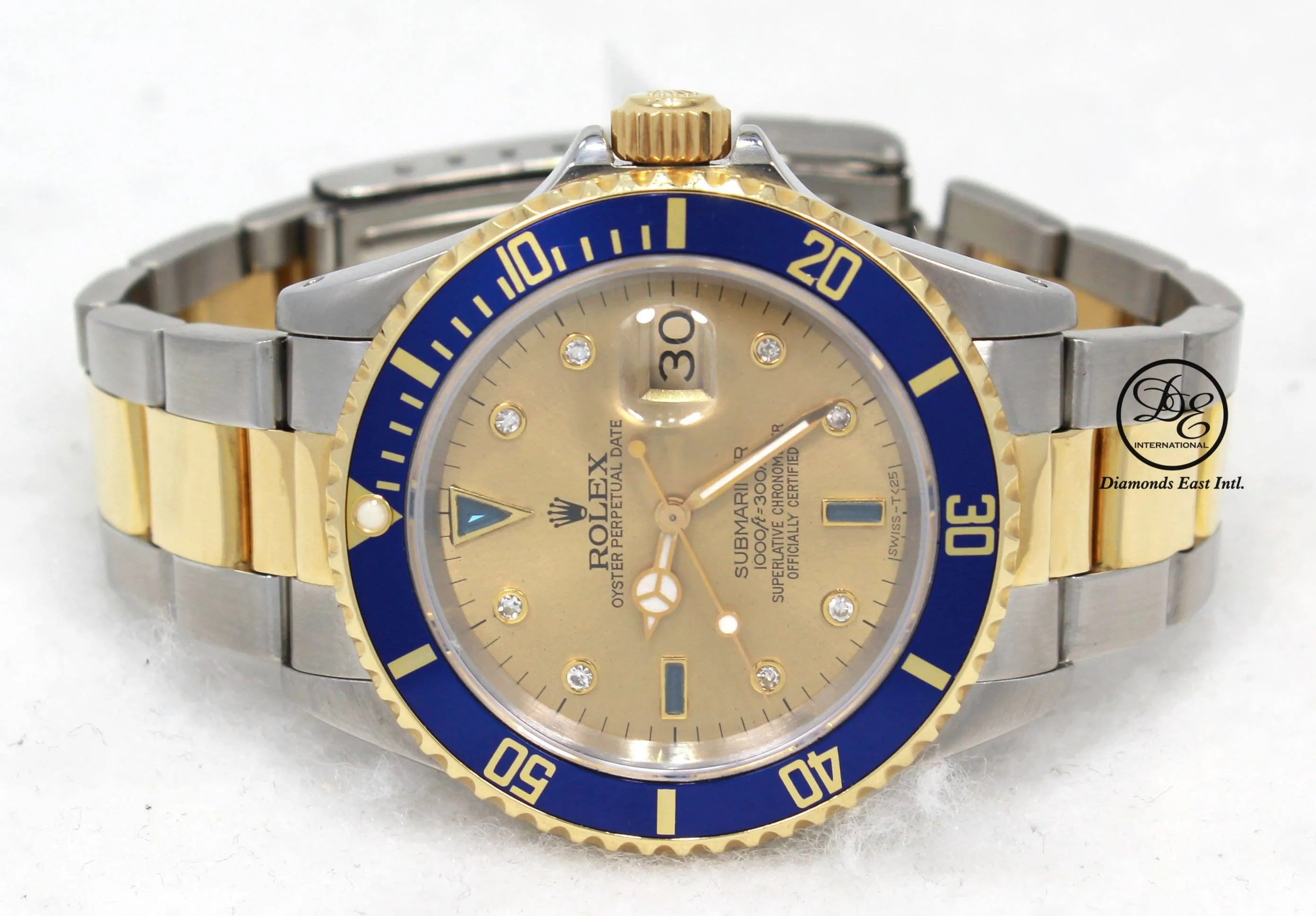 Rolex Submariner 16613 18k Yellow Gold/SS Blue Sapphires & Diamonds Dial
