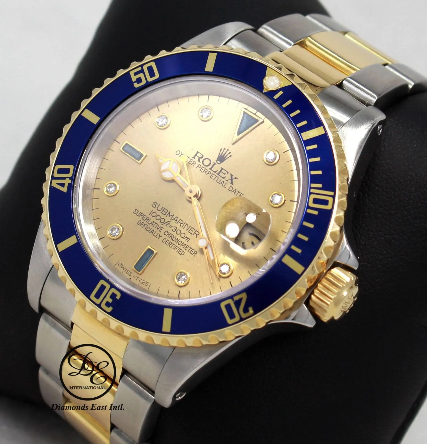 Rolex Submariner 16613 18k Yellow Gold/SS Blue Sapphires & Diamonds Dial