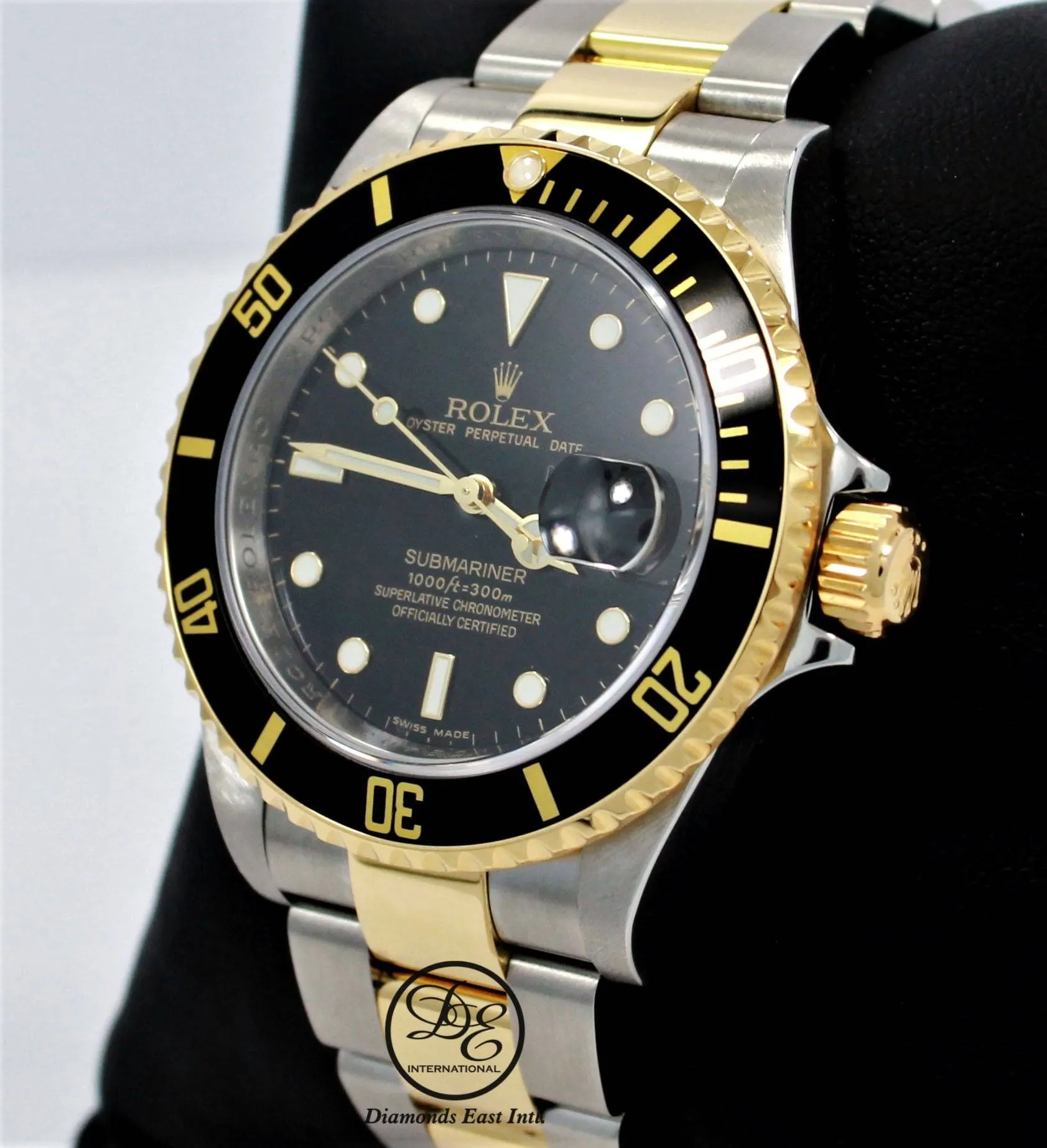 ROLEX Submariner 16613LN 18K Yellow Gold /Steel Black Bezel BOX/PAPER