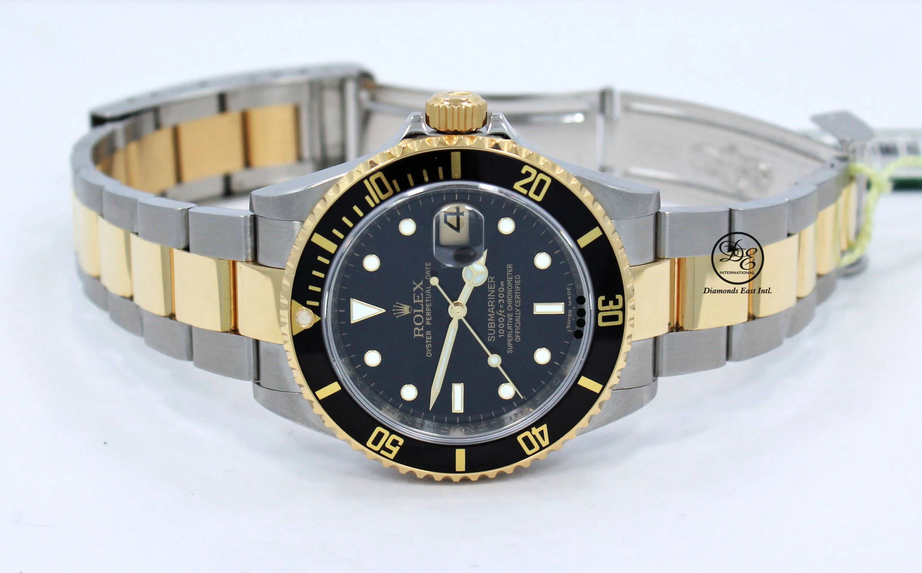 ROLEX Submariner 16613LN 18K Yellow Gold /Steel Black Bezel BOX/PAPER