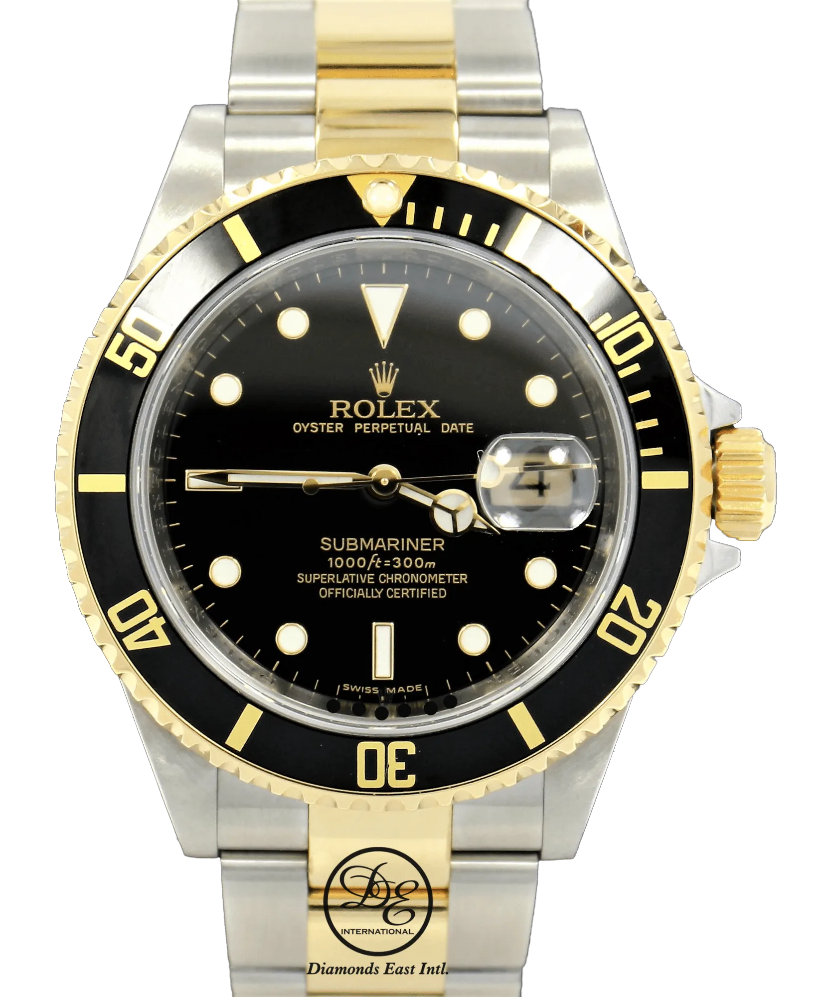 ROLEX Submariner 16613LN 18K Yellow Gold /Steel Black Bezel BOX/PAPER