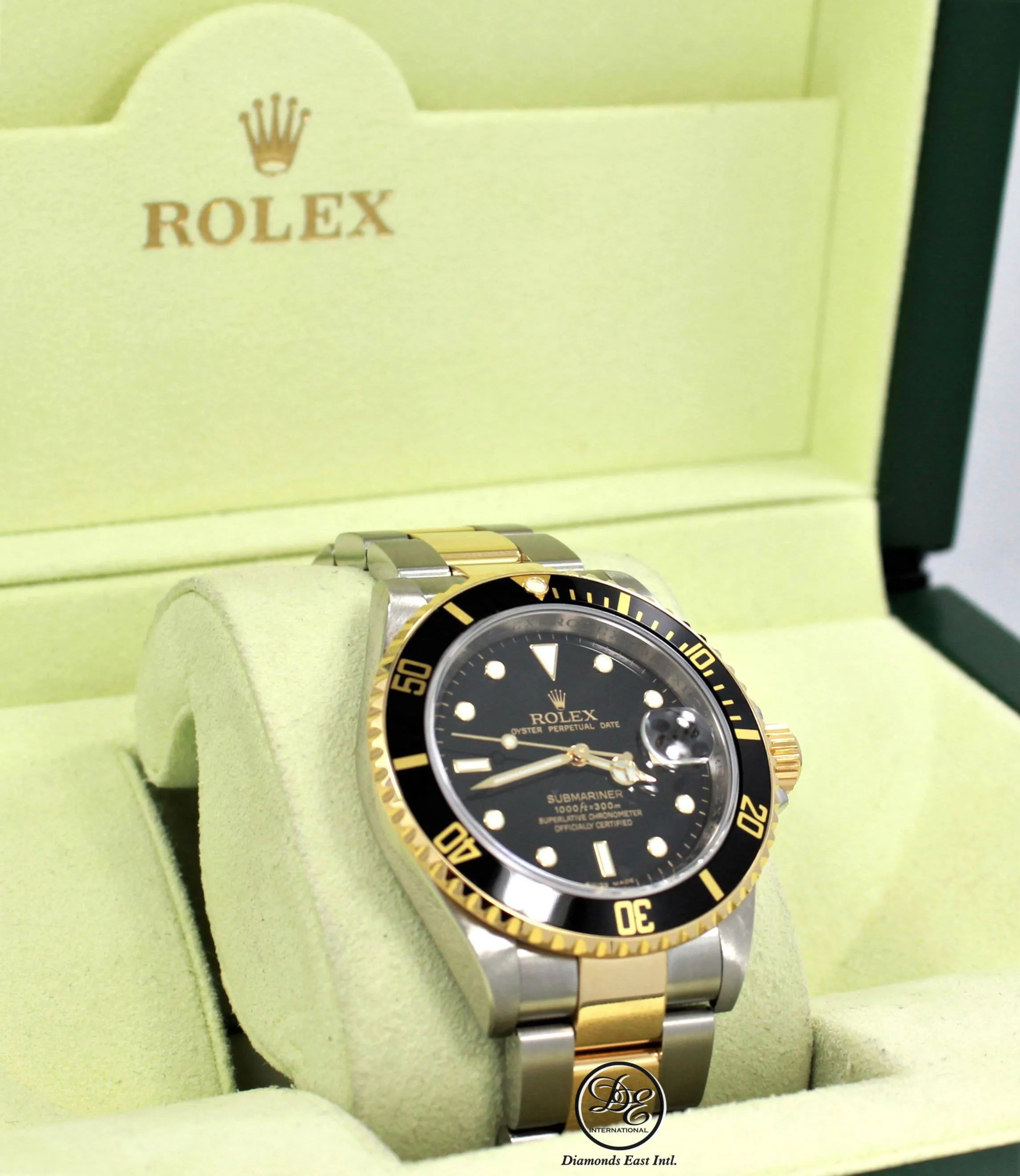 ROLEX Submariner 16613LN 18K Yellow Gold /Steel Black Bezel BOX/PAPER