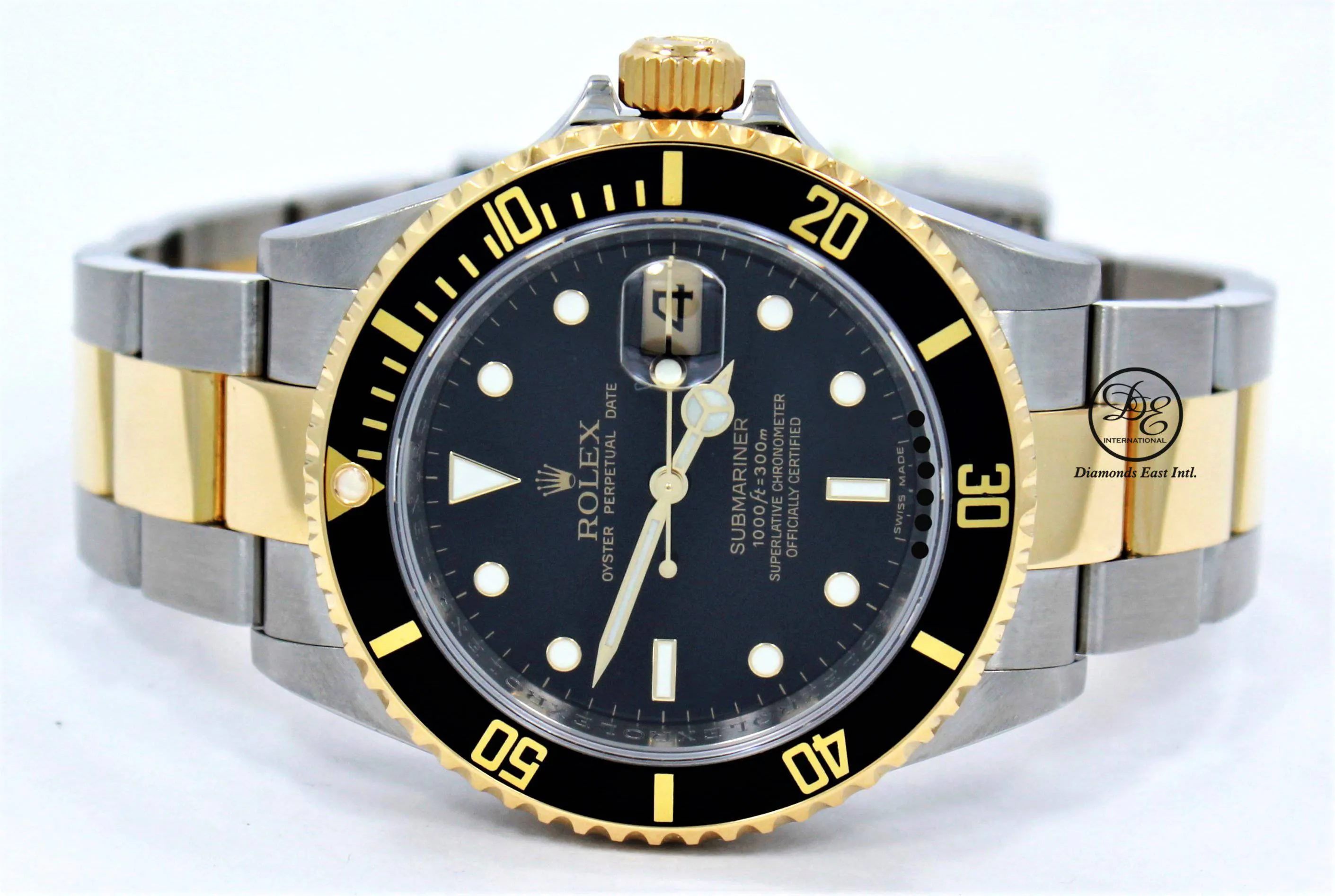 ROLEX Submariner 16613LN 18K Yellow Gold /Steel Black Bezel BOX/PAPER