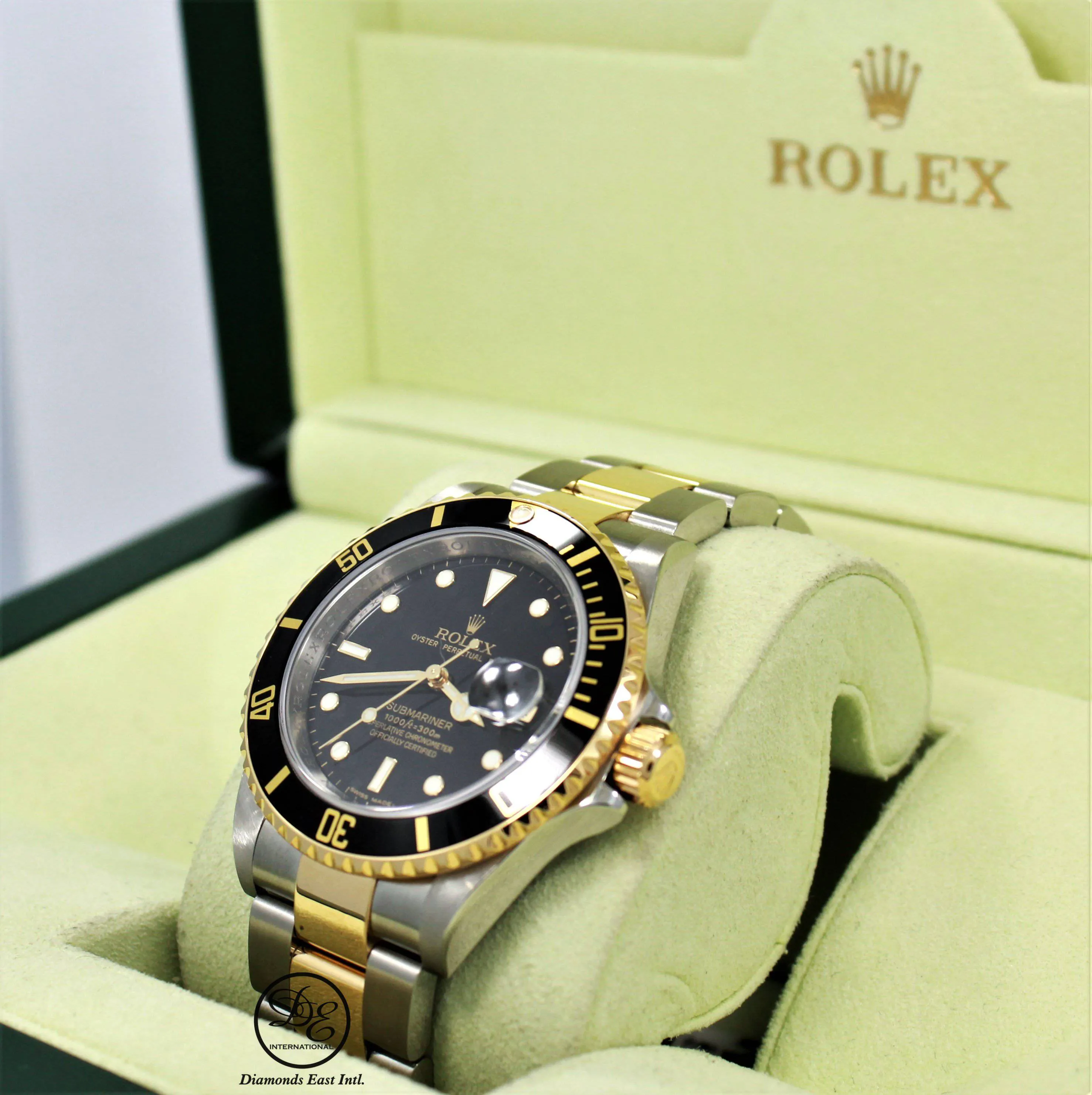 ROLEX Submariner 16613LN 18K Yellow Gold /Steel Black Bezel BOX/PAPER