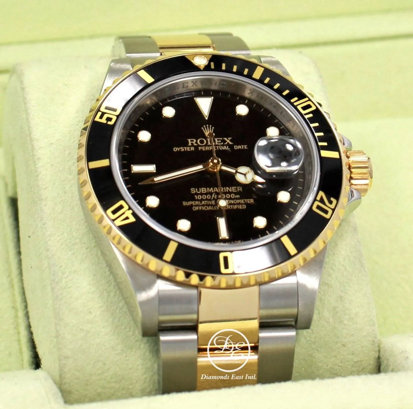 ROLEX Submariner 16613LN 18K Yellow Gold /Steel Black Bezel BOX/PAPER