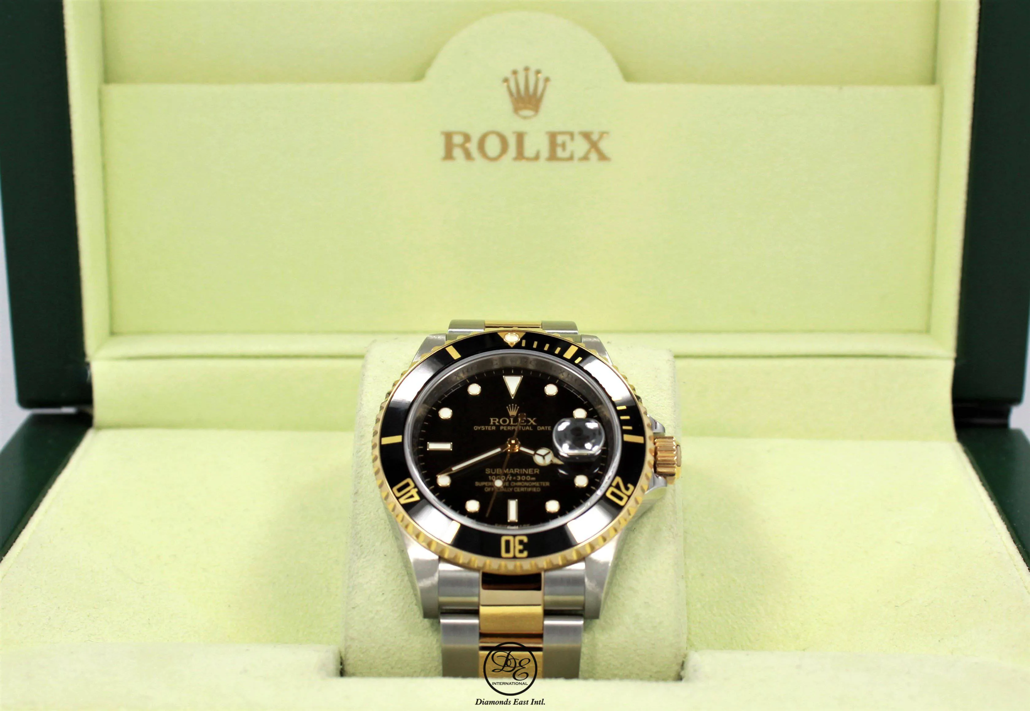 ROLEX Submariner 16613LN 18K Yellow Gold /Steel Black Bezel BOX/PAPER