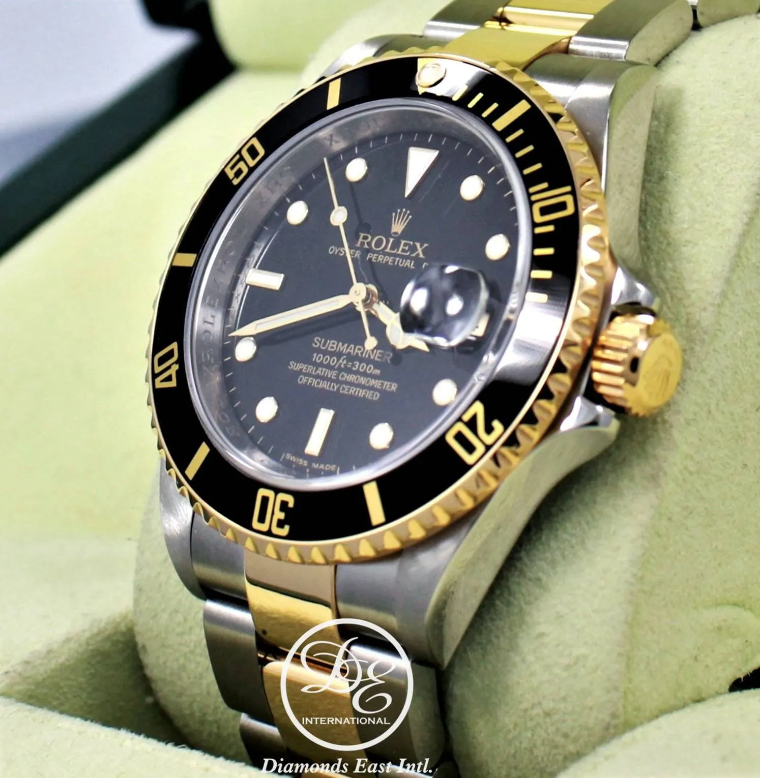 ROLEX Submariner 16613LN 18K Yellow Gold /Steel Black Bezel BOX/PAPER