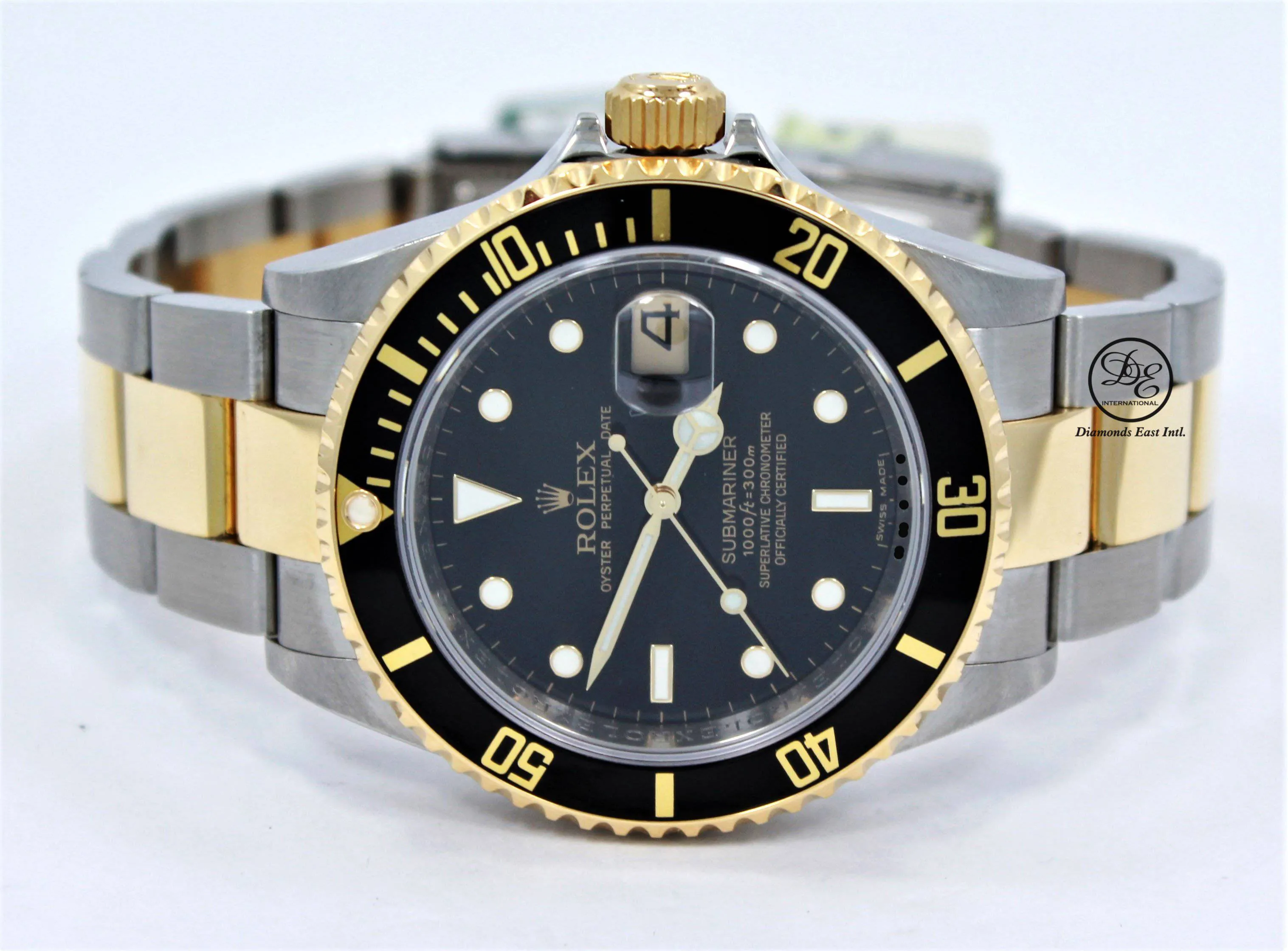 ROLEX Submariner 16613LN 18K Yellow Gold /Steel Black Bezel BOX/PAPER