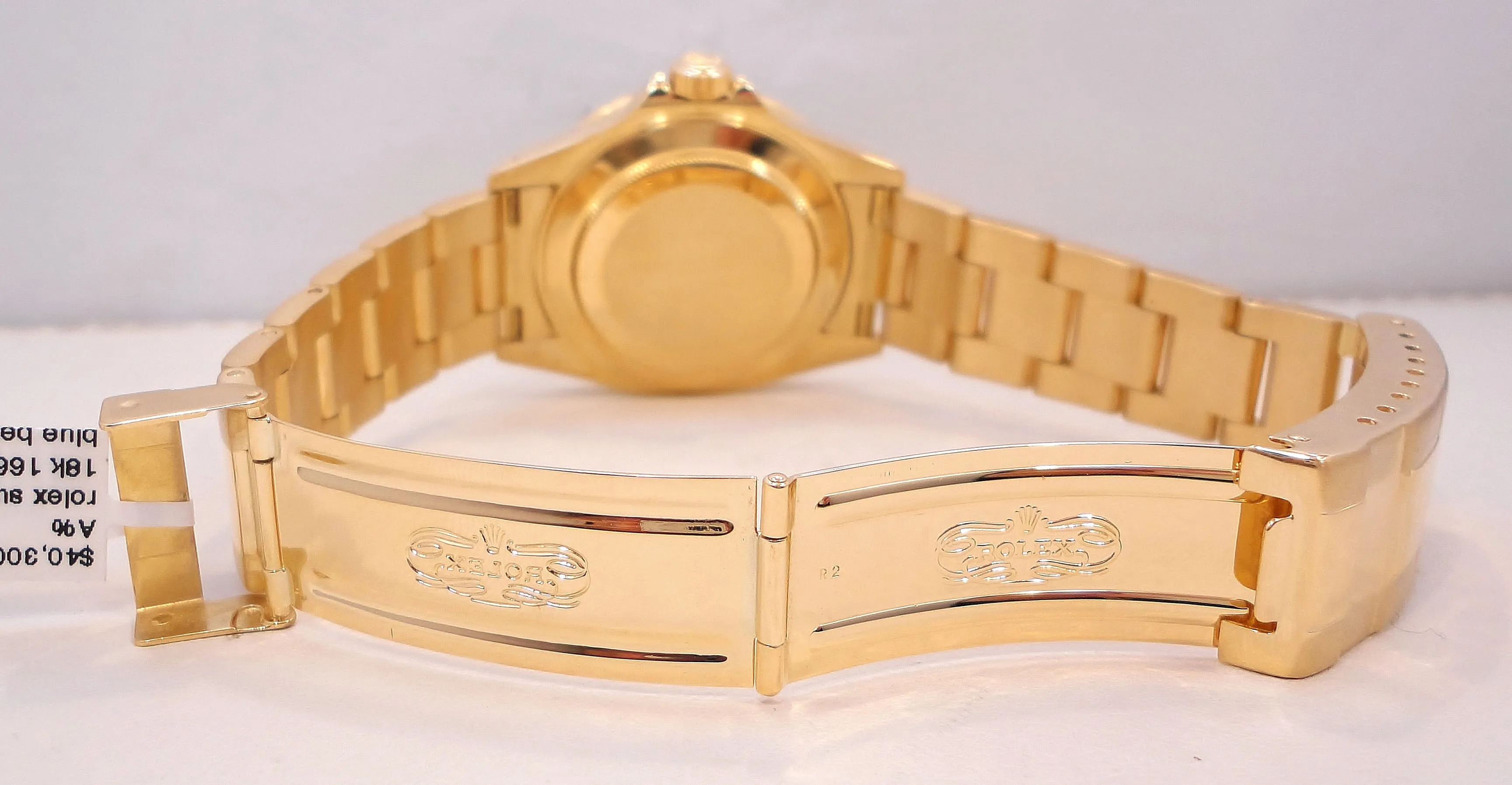 ROLEX Submariner 16618 18k Yellow Gold Oyster Blue Dial & Bezel