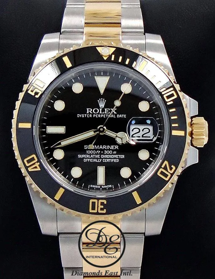 Rolex Submariner Date 116613LN Oyster Perpetual 18k Yellow Gold/ SS Black Ceramic