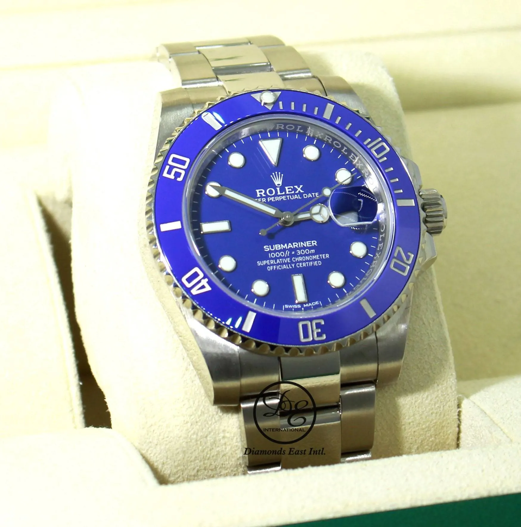 Rolex Submariner Date 116619lb Oyster Perpetual 18K White Gold Smurf BOX/PAPERS
