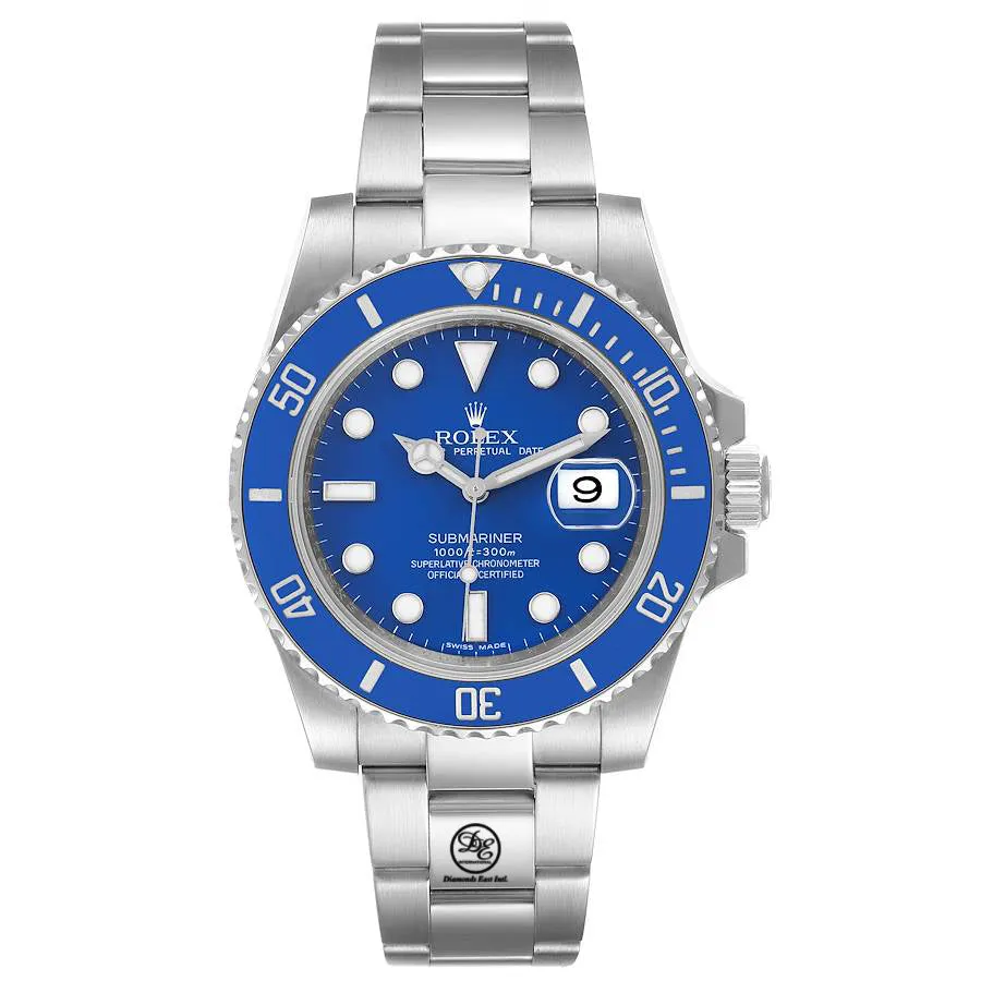 Rolex Submariner Date 116619lb Oyster Perpetual 18K White Gold Smurf BOX/PAPERS