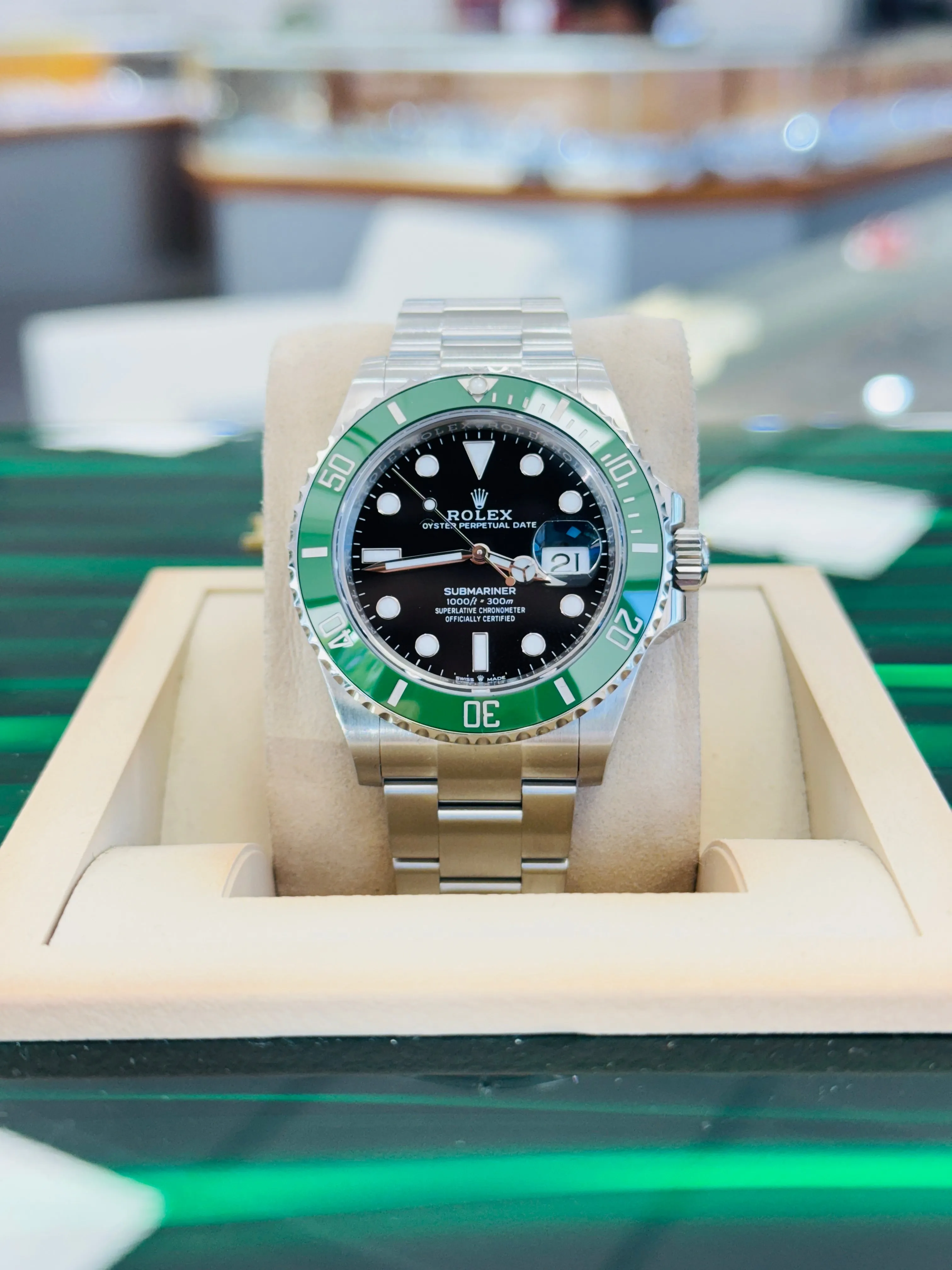 Rolex Submariner Date 126610LV 41mm Green Ceramic Bezel Box and Papers MINT