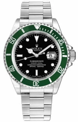 Rolex Submariner Date 16610 Oyster Date Ss Green Bezel Men's Watch