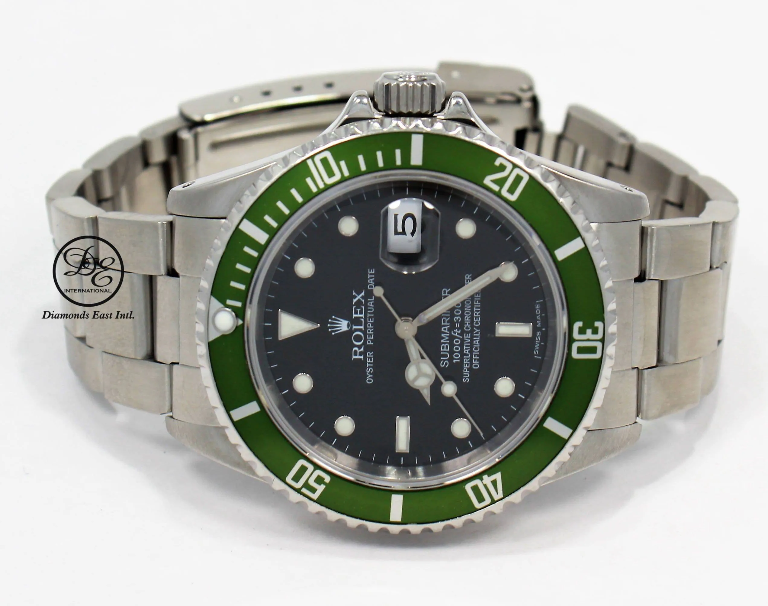 Rolex Submariner Date 16610 Oyster Date Ss Green Bezel Men's Watch