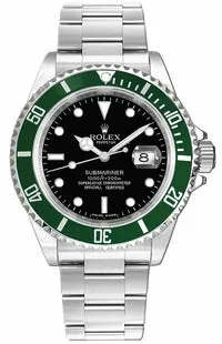 Rolex Submariner Date 16610 Oyster Date Ss Green Bezel Men's Watch