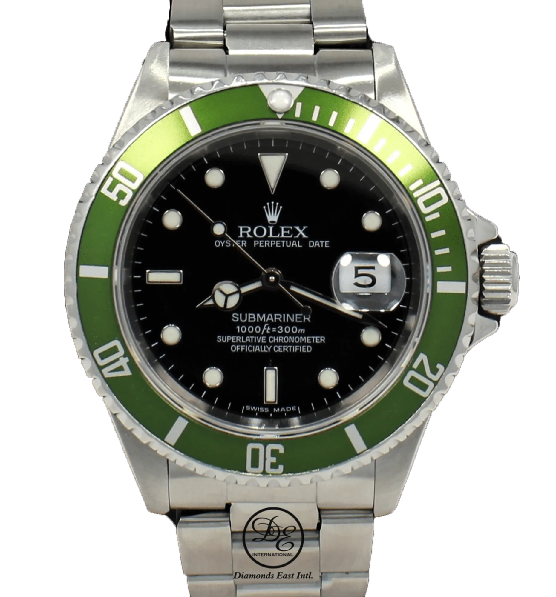 Rolex Submariner Date 16610 Oyster Date Ss Green Bezel Men's Watch