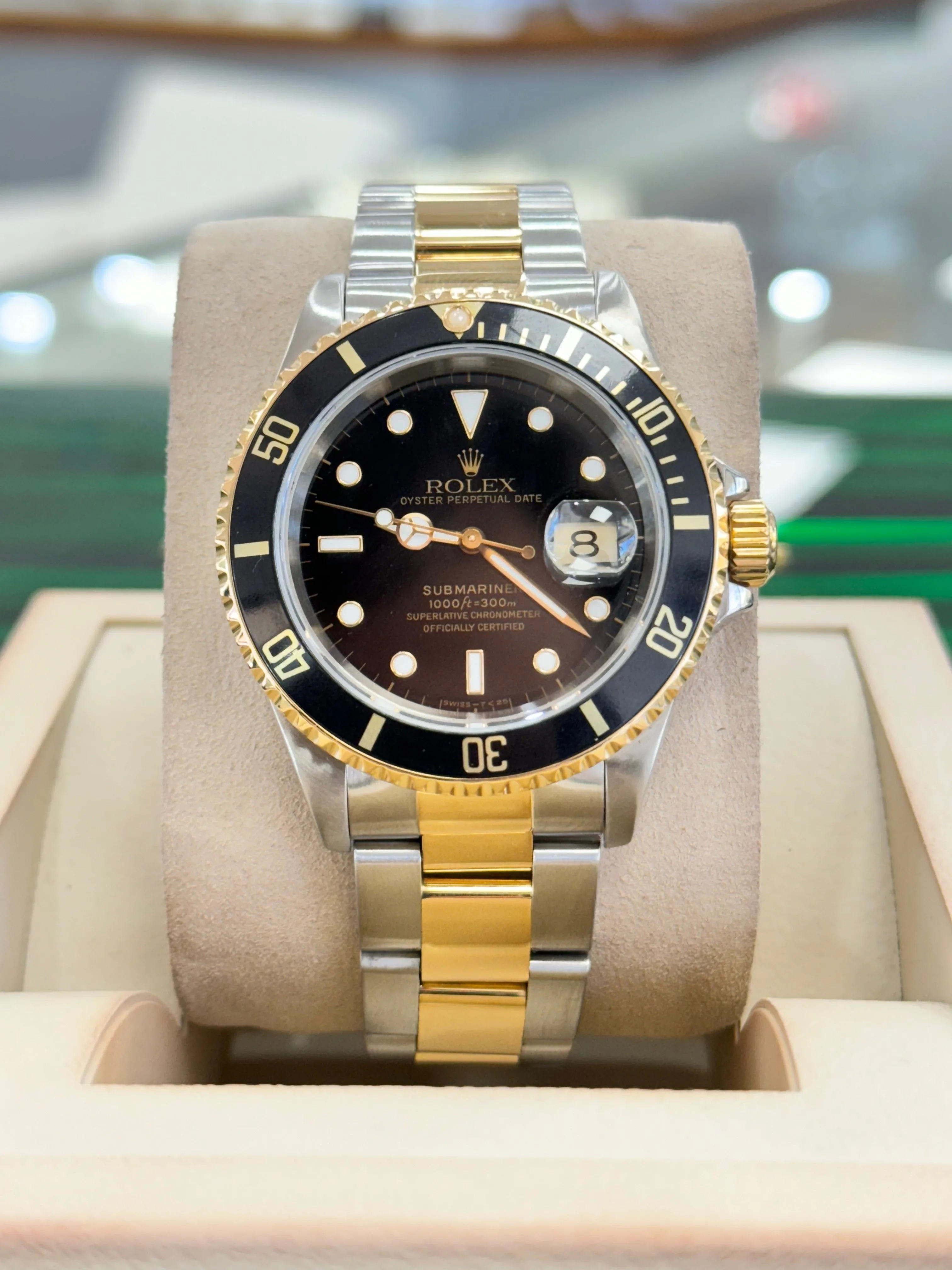 Rolex Submariner Date 16613 Stainless & Gold Black Dial Box and Papers COMPLETE SET MINT