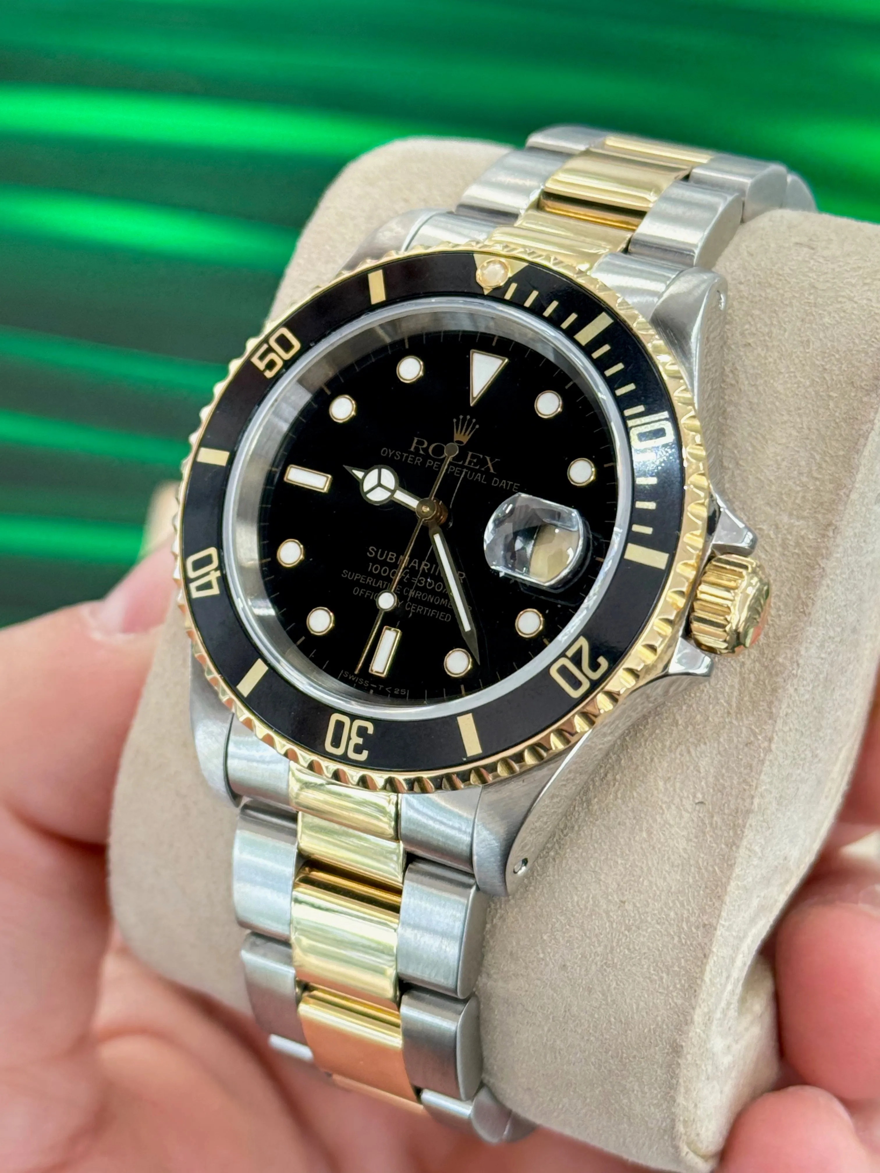 Rolex Submariner Date 16613 Stainless & Gold Black Dial Box and Papers COMPLETE SET MINT