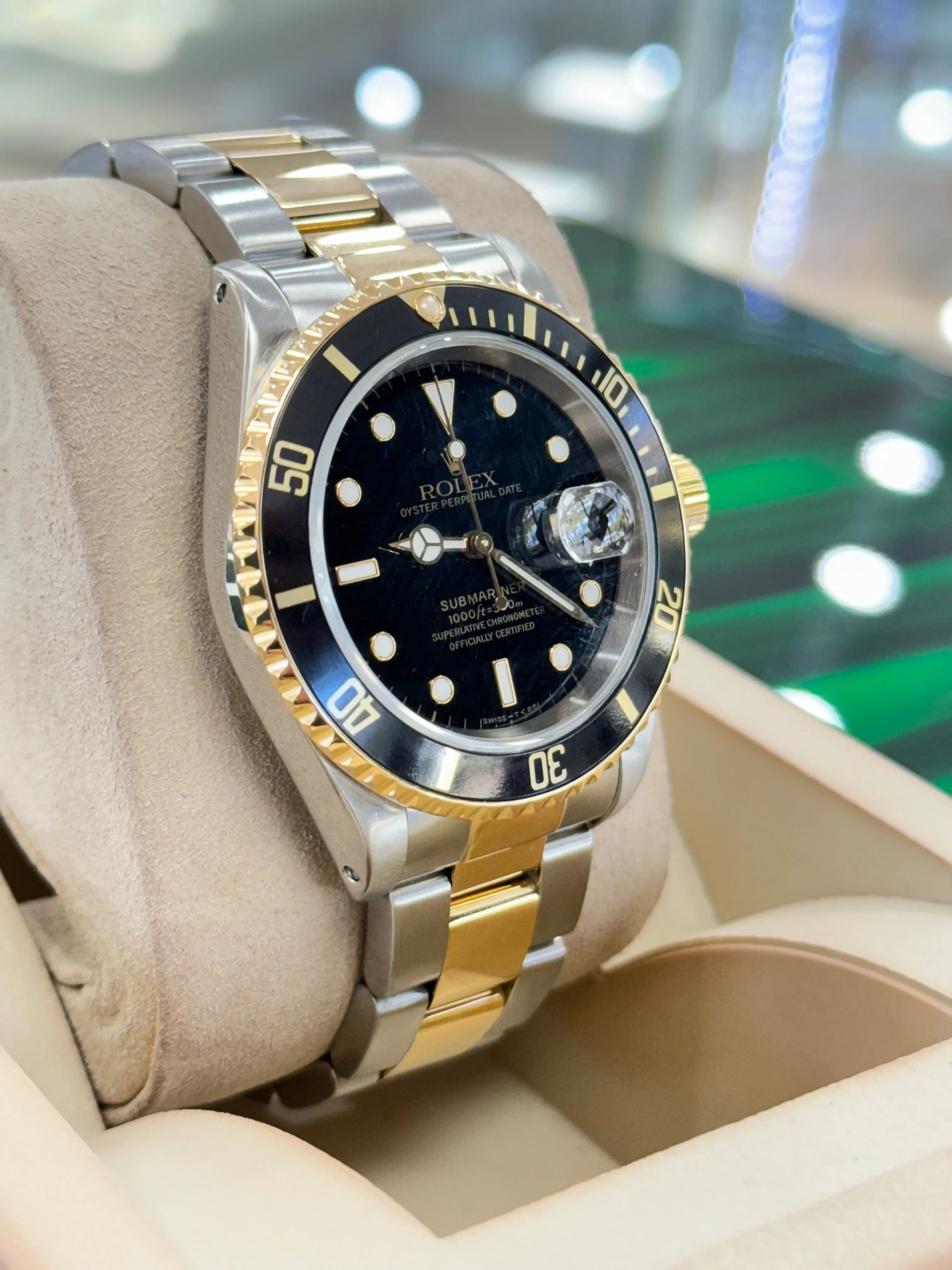 Rolex Submariner Date 16613 Stainless & Gold Black Dial Box and Papers COMPLETE SET MINT