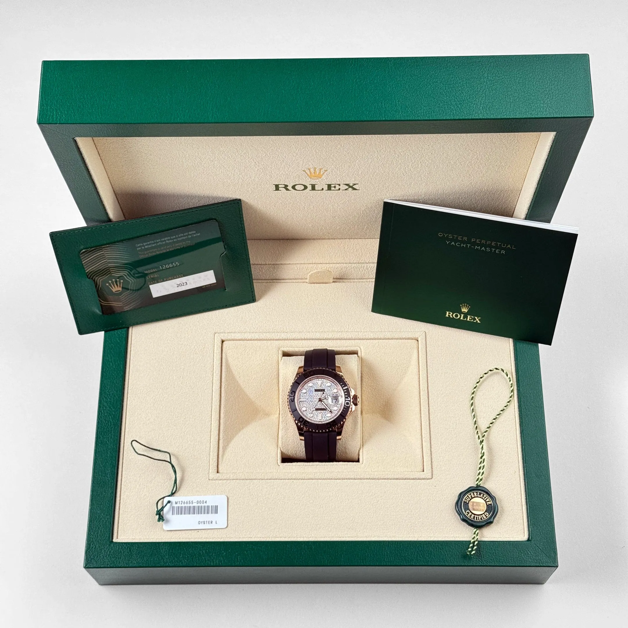 Rolex Yacht-Master 40 126655 Rose Gold Pave Diamond Dial (2023)