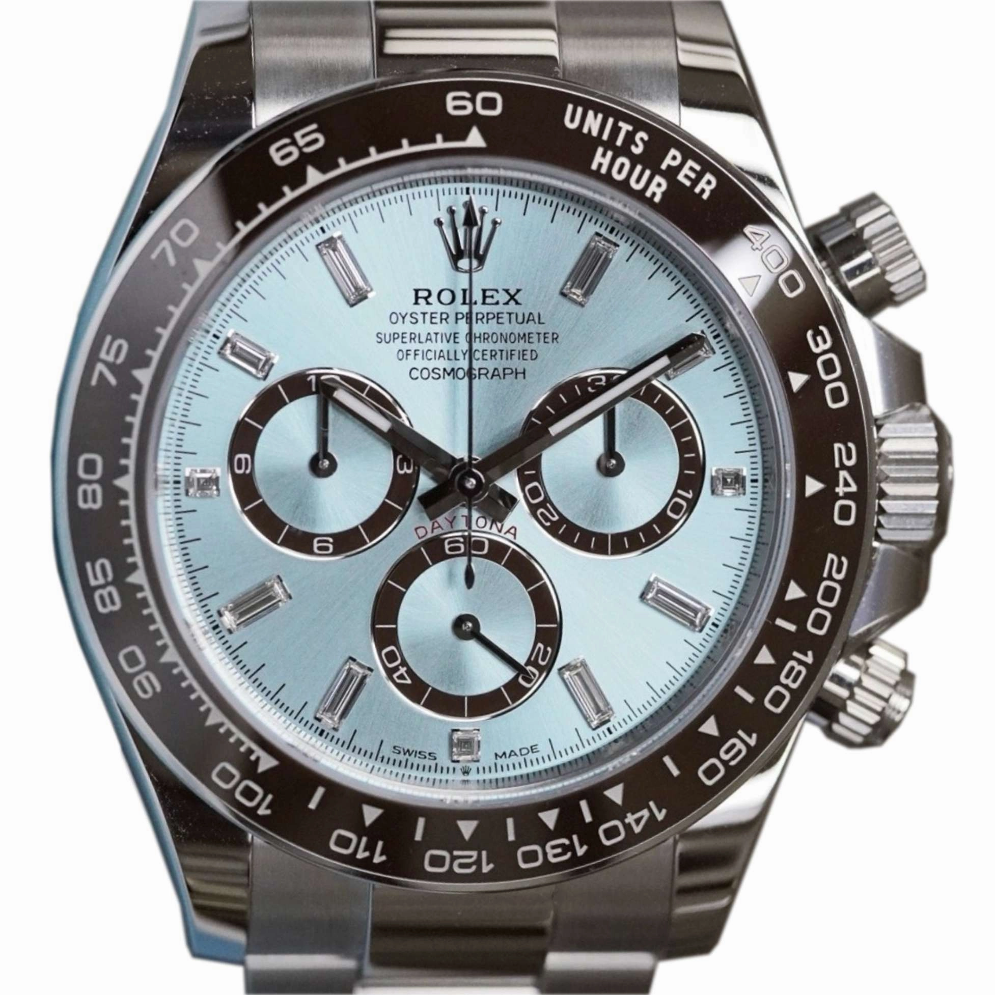 Rolex Cosmograph Daytona 40mm - Ref: 126506A - Ice Blue Diamond Dial & Ceramic Bezel, Platinum Oyster Bracelet Men's Watch