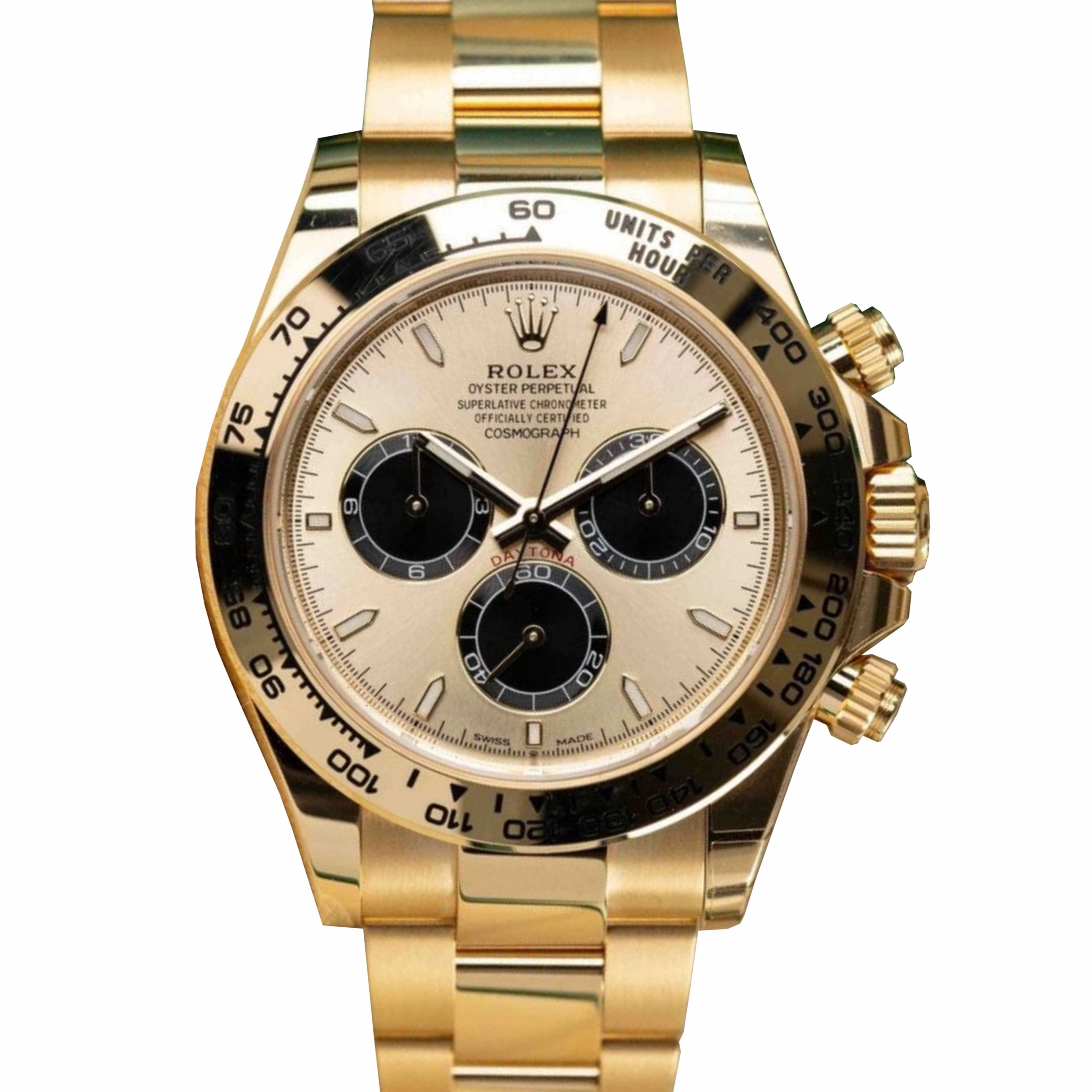 Rolex Cosmograph Daytona 40mm - Ref: 126508 - Golden & Black Index Dial, 18K Yellow Gold Oyster Bracelet Men's Watch