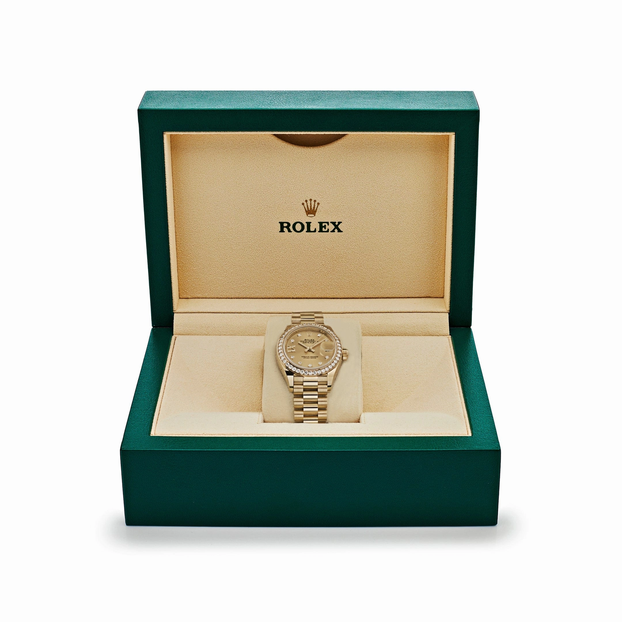 Rolex Datejust 28 279138RBR 'Ladies' Yellow Gold Champagne Diamond Dial President (2022)