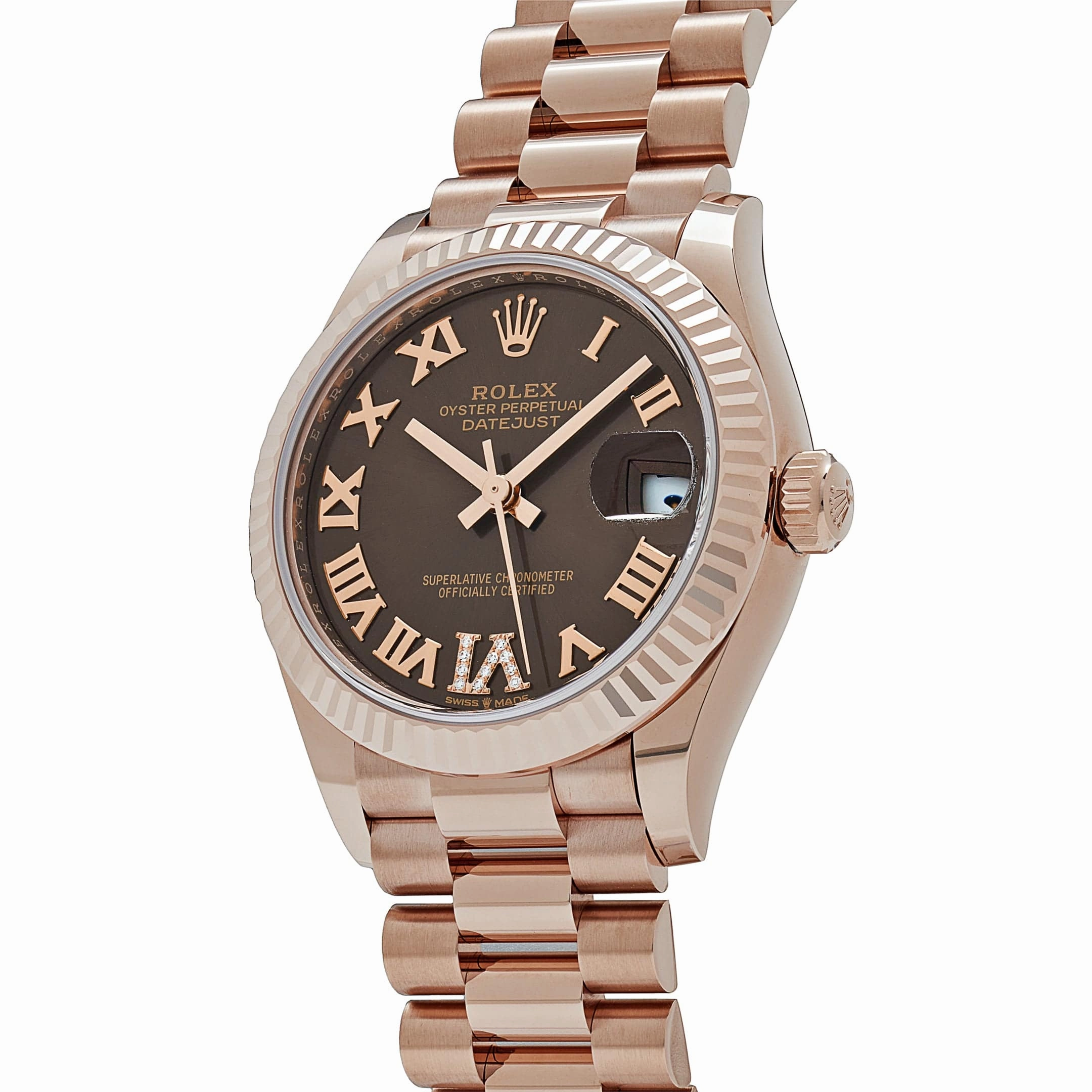 Rolex Datejust 31 278275 'Ladies' Rose Gold Diamond Chocolate Dial President (2024)