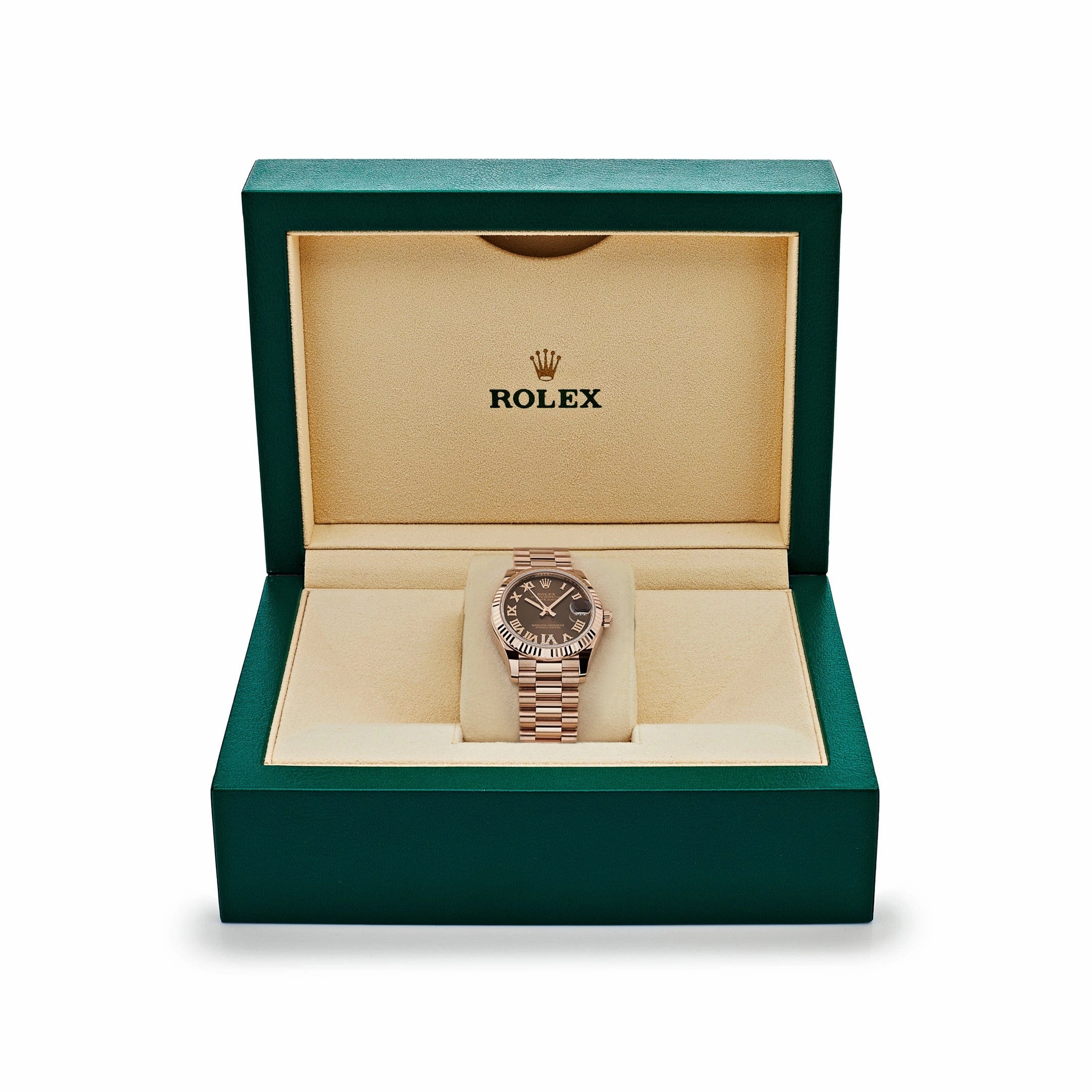 Rolex Datejust 31 278275 'Ladies' Rose Gold Diamond Chocolate Dial President (2024)