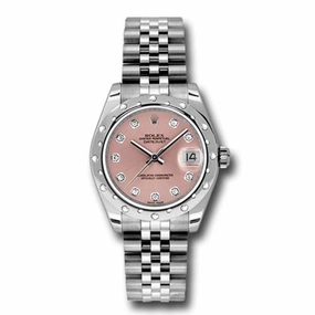 Rolex Datejust 31mm - Ref: 178344-0023 - Pink Mother of Pearl Diamond Dial & Diamond Bezel, Stainless Steel Jubilee Bracelet Women's Watch