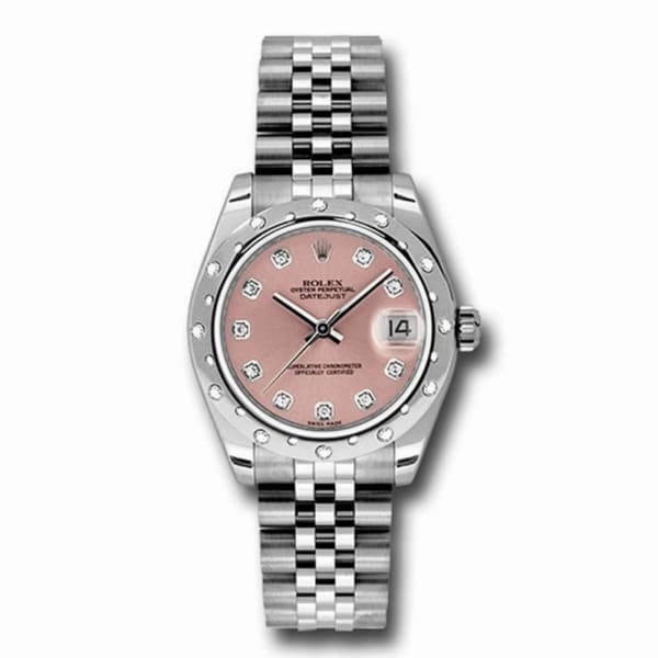 Rolex Datejust 31mm - Ref: 178344-0023 - Pink Mother of Pearl Diamond Dial & Diamond Bezel, Stainless Steel Jubilee Bracelet Women's Watch