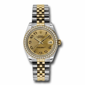 Rolex Datejust 31mm - Ref: 178383 chcaj - Champagne Dial & Diamond Bezel, Two Tone Stainless Steel & 18K Yellow Gold Jubilee Bracelet Women's Watch