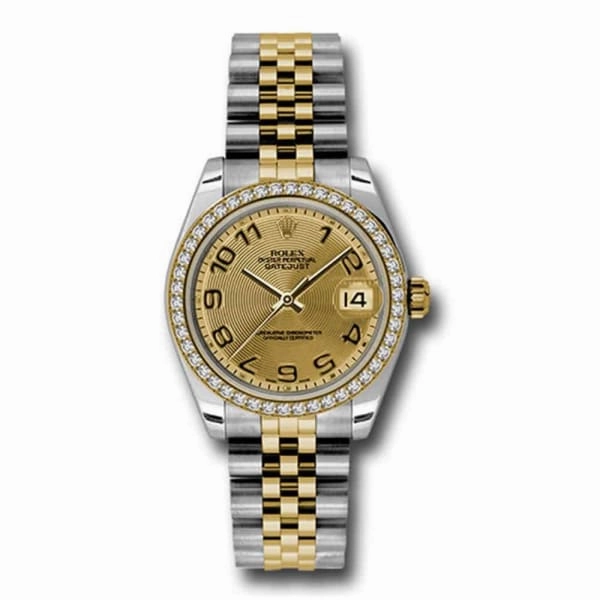 Rolex Datejust 31mm - Ref: 178383 chcaj - Champagne Dial & Diamond Bezel, Two Tone Stainless Steel & 18K Yellow Gold Jubilee Bracelet Women's Watch