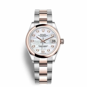 Rolex Datejust 31mm - Ref: 278241-0025 - White Mother of Pearl Diamond Dial, Two Tone Stainless Steel & 18K Rose Gold Oyster Bracelet Women's Watch