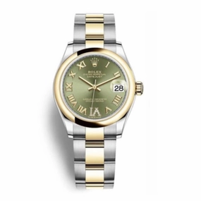 Rolex Datejust 31mm - Ref: 278243-0015 - Green Roman Diamond Dial, Two Tone Stainless Steel & 18K Yellow Gold Oyster Bracelet Women's Watch