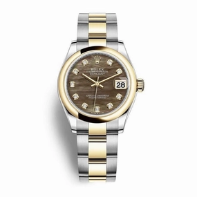 Rolex Datejust 31mm - Ref: 278243-0023 - Black Mother of Pearl Diamond Dial, Two Tone Stainless Steel & 18K Yellow Gold Oyster Bracelet Women's Watch