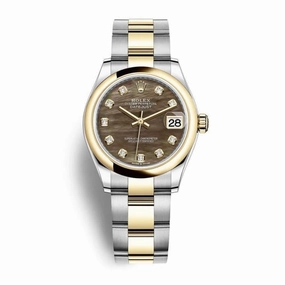 Rolex Datejust 31mm - Ref: 278243-0023 - Black Mother of Pearl Diamond Dial, Two Tone Stainless Steel & 18K Yellow Gold Oyster Bracelet Women's Watch