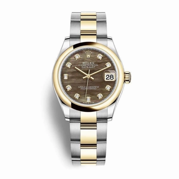 Rolex Datejust 31mm - Ref: 278243-0023 - Black Mother of Pearl Diamond Dial, Two Tone Stainless Steel & 18K Yellow Gold Oyster Bracelet Women's Watch