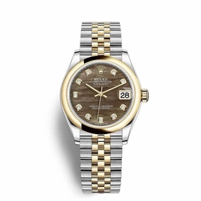 Rolex Datejust 31mm - Ref: 278243-0024 - Black Mother of Pearl Diamond Dial, Two Tone Stainless Steel & 18K Yellow Gold Jubilee Bracelet Women's Watch
