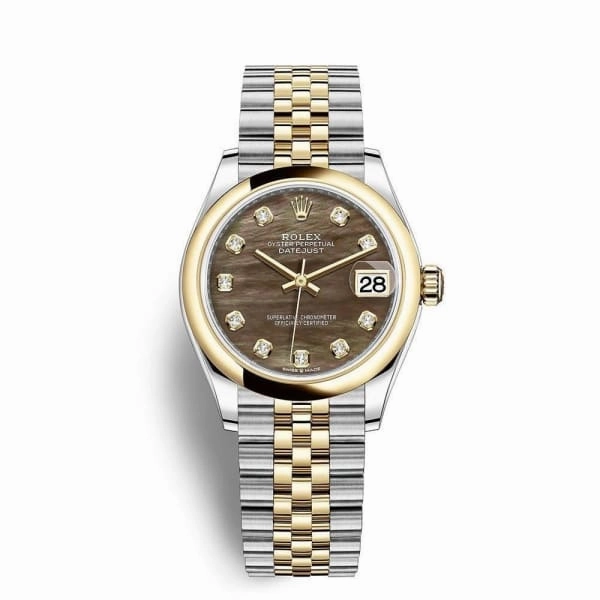 Rolex Datejust 31mm - Ref: 278243-0024 - Black Mother of Pearl Diamond Dial, Two Tone Stainless Steel & 18K Yellow Gold Jubilee Bracelet Women's Watch