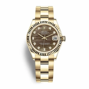 Rolex Datejust 31mm - Ref: 278278-0037 - Black Mother of Pearl Diamond Dial, 18K Yellow Gold Oyster Bracelet Women's Watch