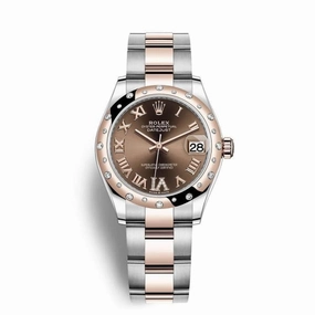 Rolex Datejust 31mm - Ref: 278341rbr-0003 - Chocolate Roman Diamond Dial & Diamond Bezel, Two Tone Stainless Steel & 18K Rose Gold Oyster Bracelet Women's Watch