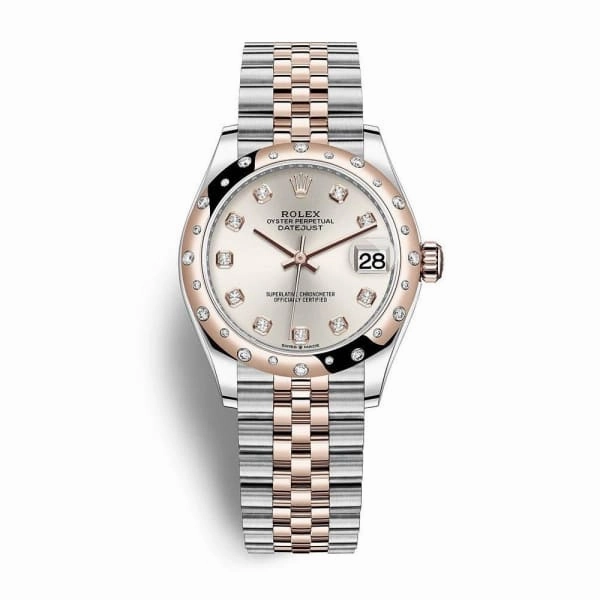 Rolex Datejust 31mm - Ref: 278341rbr-0016 - Silver Diamond Dial & Diamond Bezel, Two Tone Stainless Steel & 18K Rose Gold Jubilee Bracelet Women's Watch
