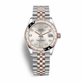 Rolex Datejust 31mm - Ref: 278341rbr-0016 - Silver Diamond Dial & Diamond Bezel, Two Tone Stainless Steel & 18K Rose Gold Jubilee Bracelet Women's Watch
