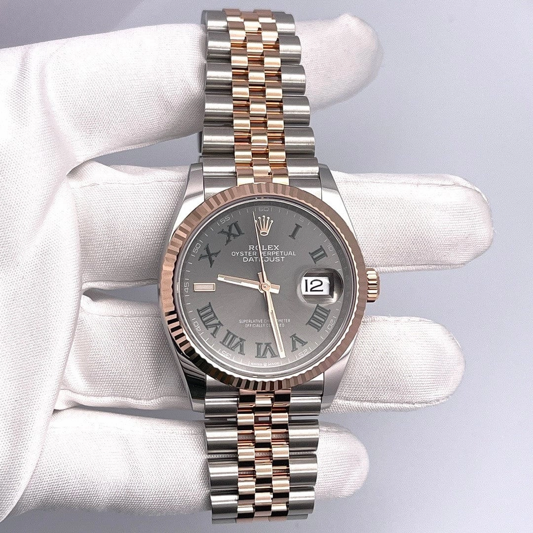Rolex Datejust 36 126231 'Wimbledon' Stainless Steel Rose Gold Slate Dial