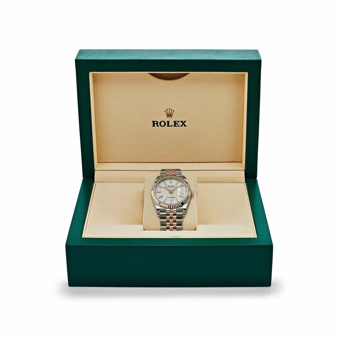 Rolex Datejust 36 126231 Rose Gold Stainless Steel Silver Fluted Motif Dial